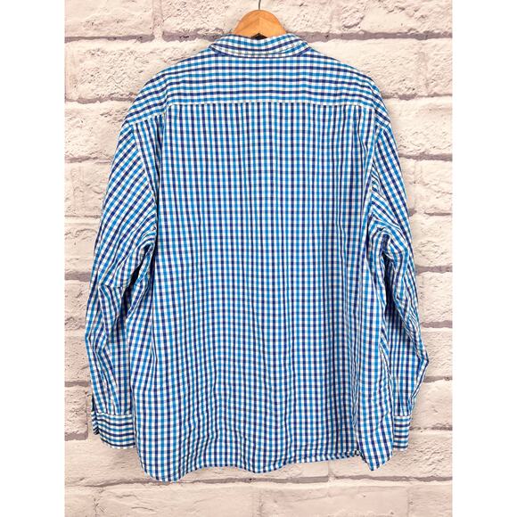 UNTUCKit Mens 3XL Blue Gingham Check 100% Cotton Office Career Work Button Shirt - Picture 3 of 8